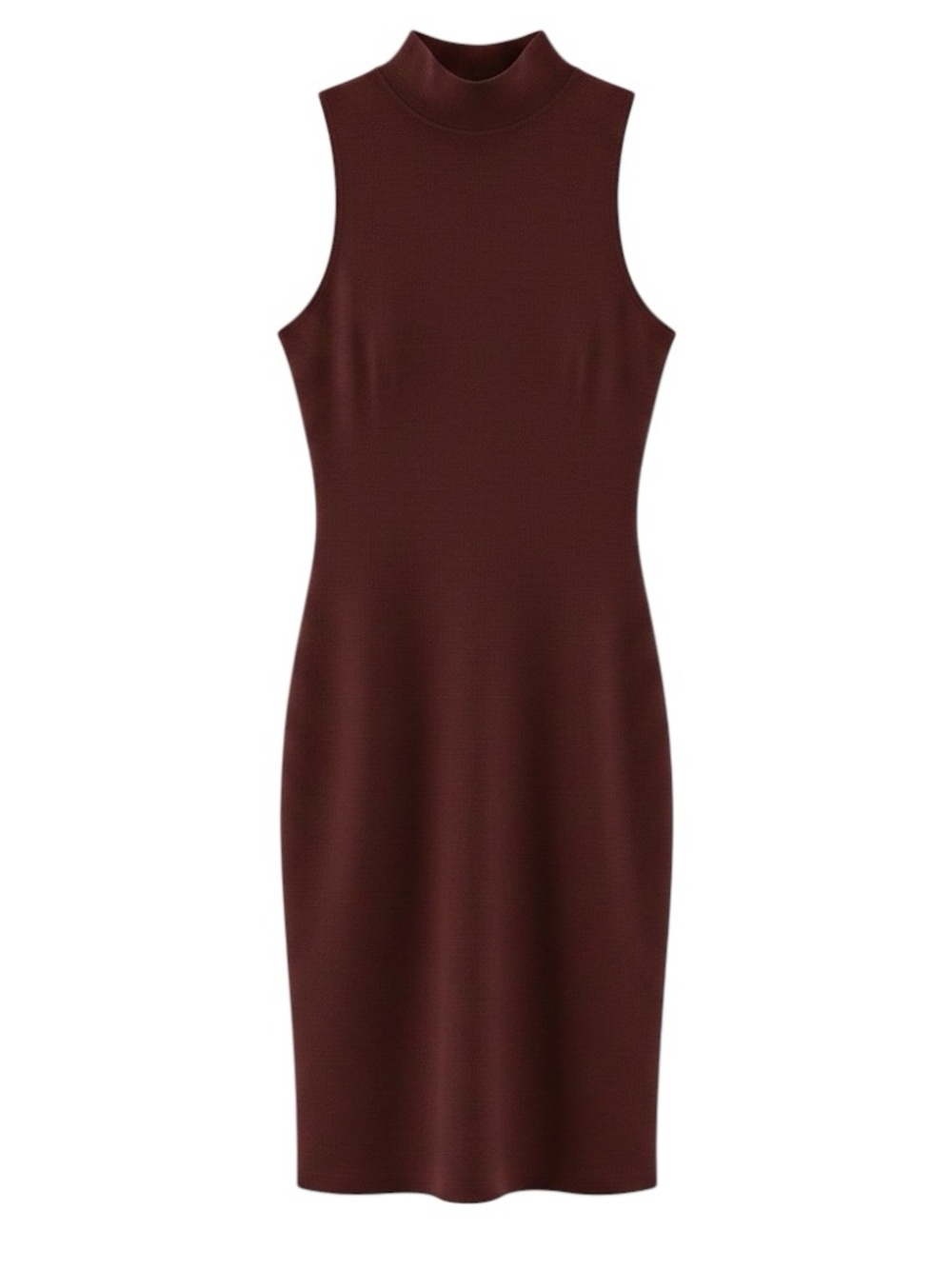 DEX Woman’s Maroon Sleeveless Mock Neck Bodycon Dress